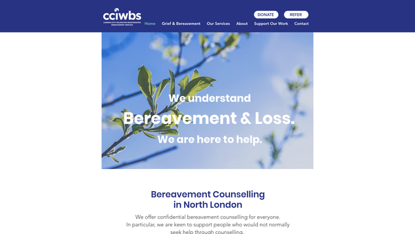 Screenshot of the Camden City Islington And Westminster Bereavement Service website