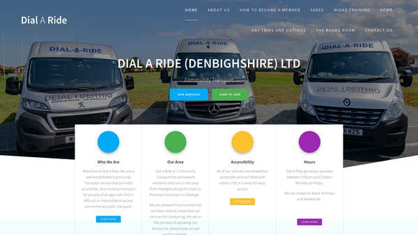 Screenshot of the Dial-A-Ride (Denbighshire) Limited website