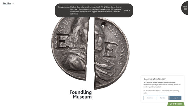 Screenshot of the The Foundling Museum website