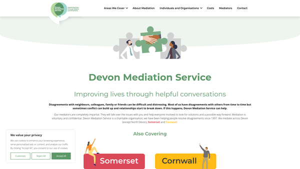 Screenshot of the Devon Mediation Service Limited website