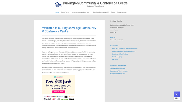Screenshot of the Bulkington Village Centre website