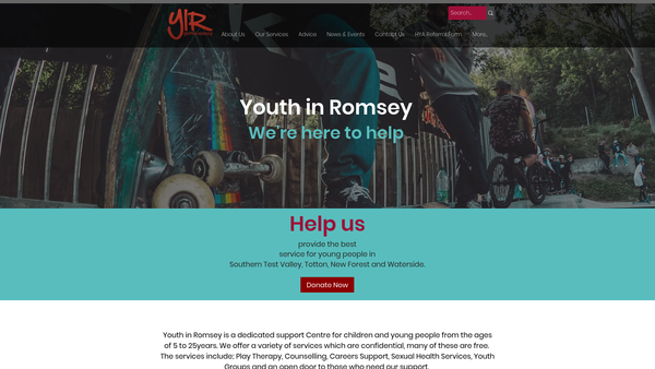 Screenshot of the Youth In Romsey website