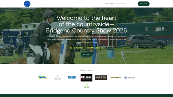 Screenshot of the Bridgend Country Show Limited website