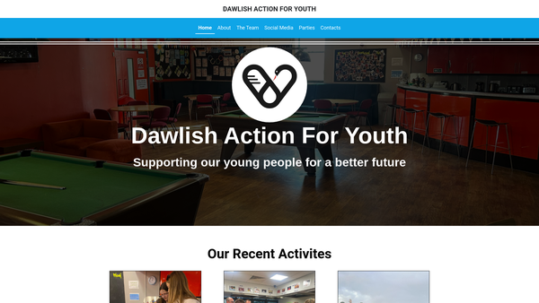 Screenshot of the Dawlish Action For Youth website