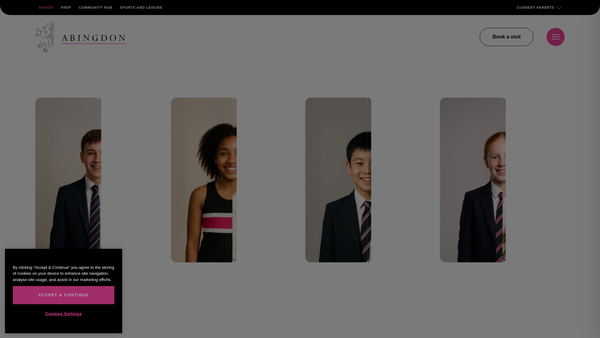 Screenshot of the Abingdon School website