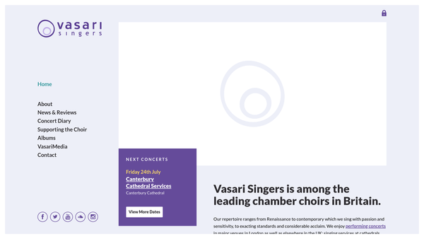 Screenshot of the Vasari Singers website