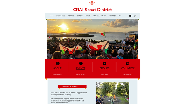 Screenshot of the Crai District Scout Council website