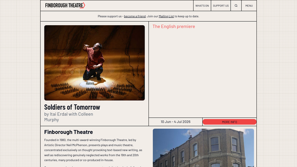 Screenshot of the Finborough Theatre website