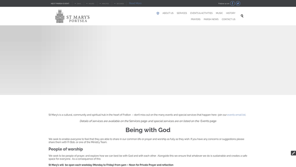 Screenshot of the The St Mary 'S Church , Portsea Fabric Trust website