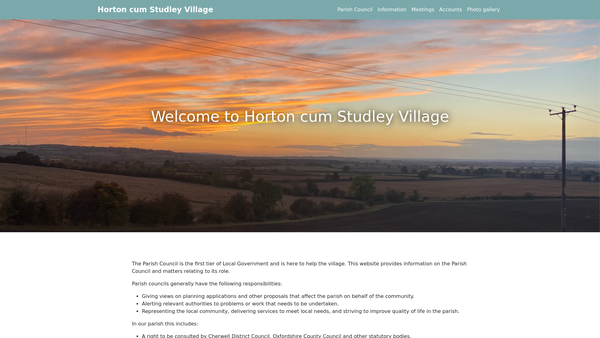 Screenshot of the Horton Cum Studley Millennium Village Hall Trust website