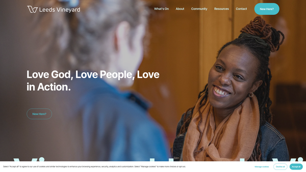 Screenshot of the The Wharfedale Vineyard Christian Fellowship website