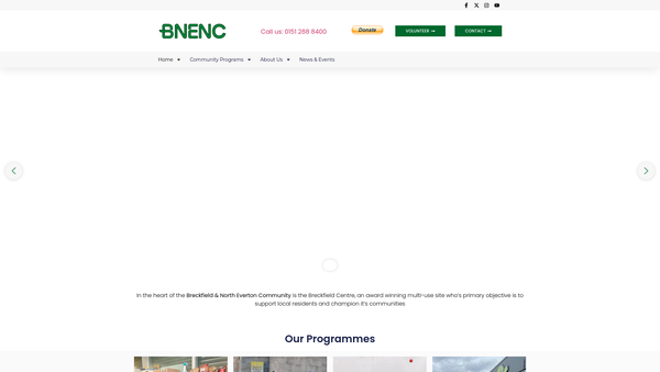 Screenshot of the Breckfield & North Everton Neighbourhood Council Limited website