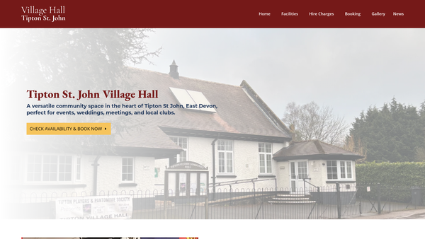 Screenshot of the The Tipton St John Community Hall Trust website