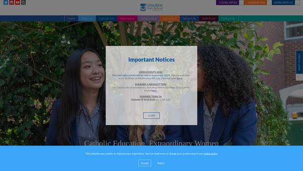 Screenshot of the The Ursuline Education Trust website