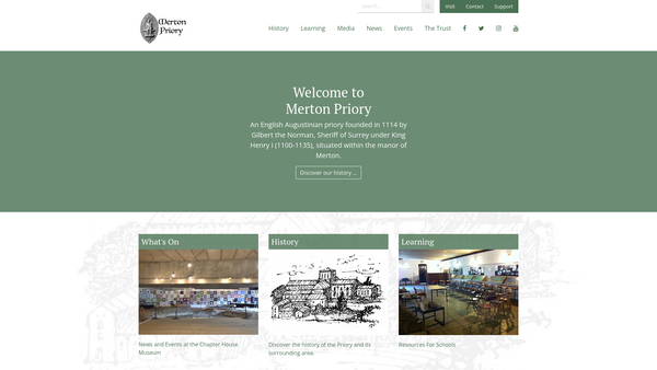 Screenshot of the Merton Priory Trust website