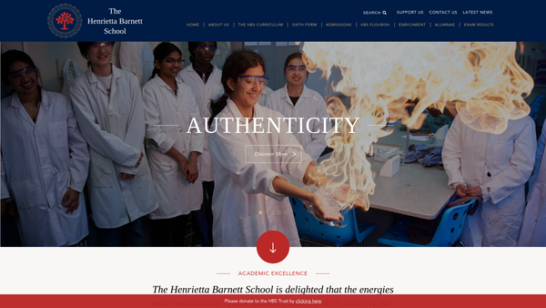 Screenshot of the The Henrietta Barnett School Trust website