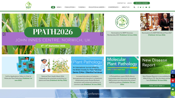 Screenshot of the British Society For Plant Pathology website