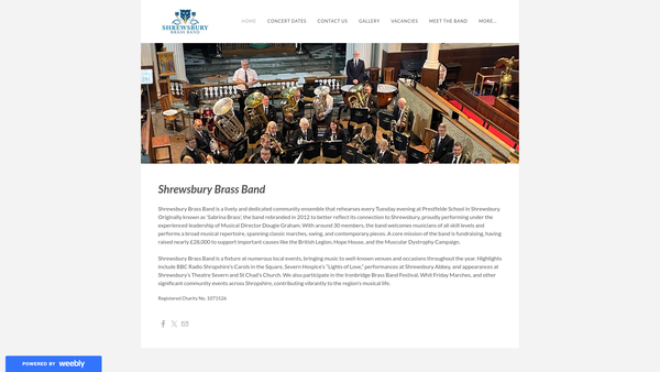Screenshot of the Shrewsbury Brass Band website