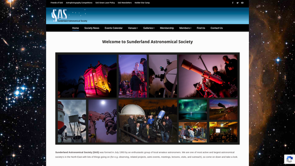 Screenshot of the Sunderland Astronomical Society website