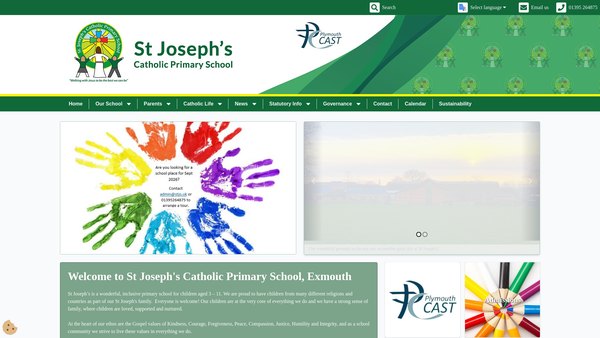 Screenshot of the St Joseph 'S School (Exmouth) Parent Teacher Association website