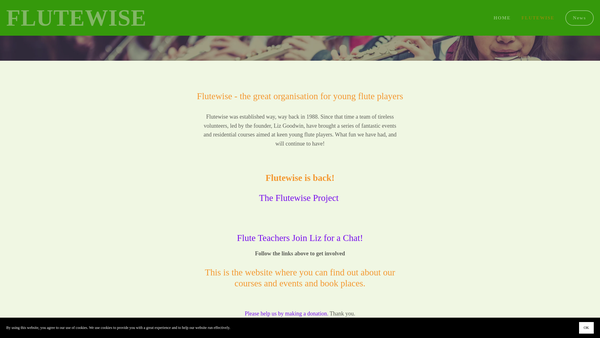 Screenshot of the The Flutewise Trust website