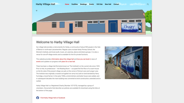 Screenshot of the Harby Village Hall website