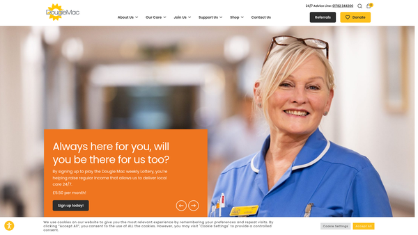 Screenshot of the Douglas Macmillan Hospice website