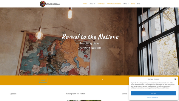 Screenshot of the Revival To The Nations Ministry website