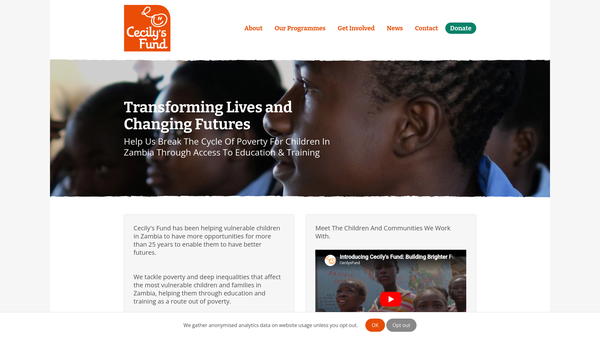 Screenshot of the The Cecily Eastwood Zambian AIDS Orphans Appeal website