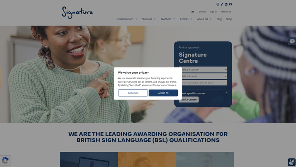 Screenshot of the Cacdp website