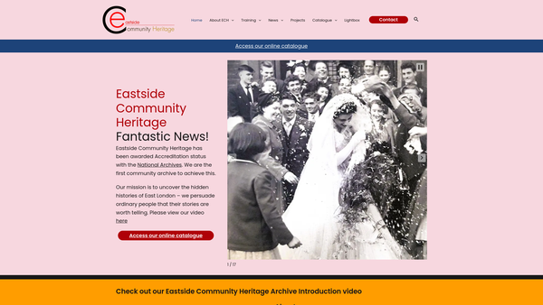 Screenshot of the Eastside Community Heritage website