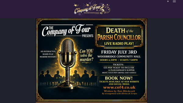 Screenshot of the The Company Of Four Musical Theatre Society website
