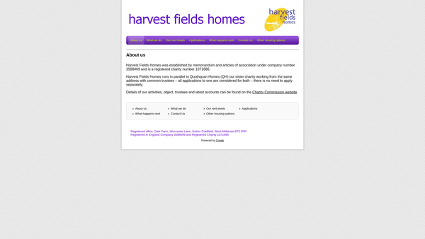 Screenshot of the Harvest Fields Homes website