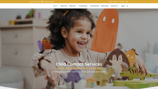 Screenshot of the Stevenage And North Hertfordshire Child Contact Centres website