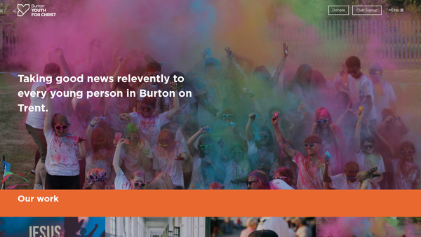 Screenshot of the Burton Youth For Christ website