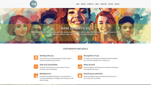 Screenshot of the Base 25 website