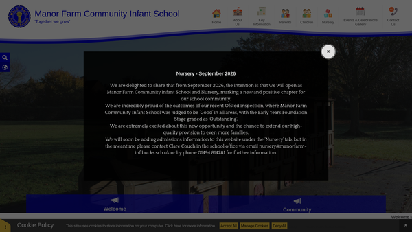 Screenshot of the Manor Farm County First School Fund website