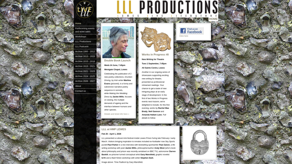 Screenshot of the Lewes Live Literature website
