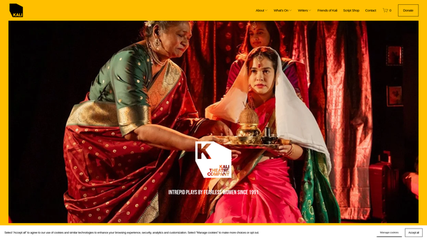 Screenshot of the Kali Theatre Company Ltd website