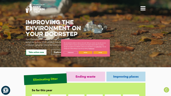 Screenshot of the Keep Britain Tidy website