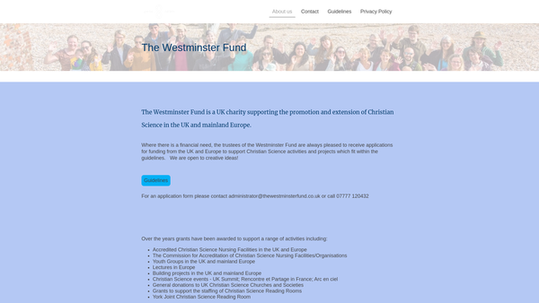 Screenshot of the Westminster Fund website