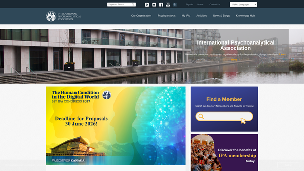 Screenshot of the International Psychoanalytical Association website
