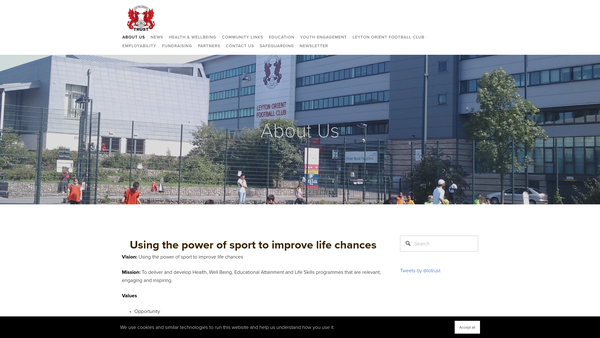 Screenshot of the Leyton Orient Trust website