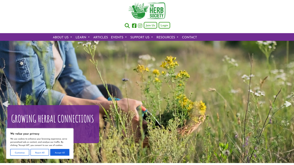 Screenshot of the The Herb Society Limited website