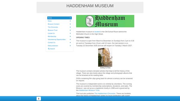 Screenshot of the The Haddenham Museum Trust website