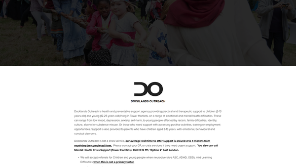 Screenshot of the Docklands Outreach Company Limited website
