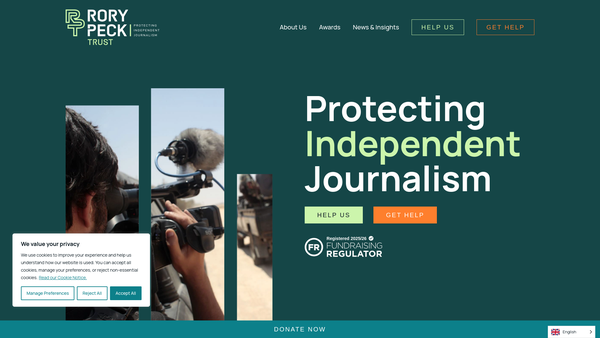 Screenshot of the The Rory Peck Trust website