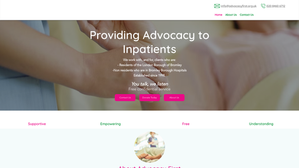 Screenshot of the Advocacy First website