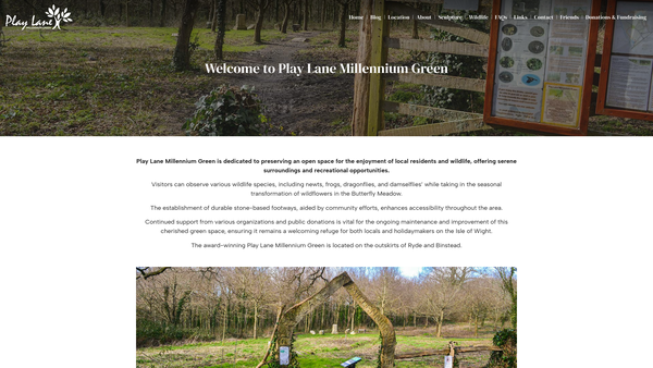 Screenshot of the Play Lane Millennium Green Trust website