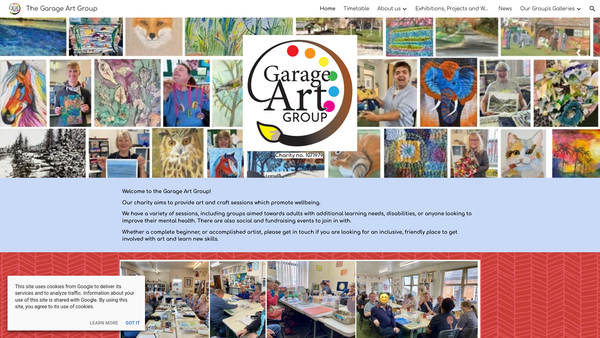 Screenshot of the The Garage Art Group website